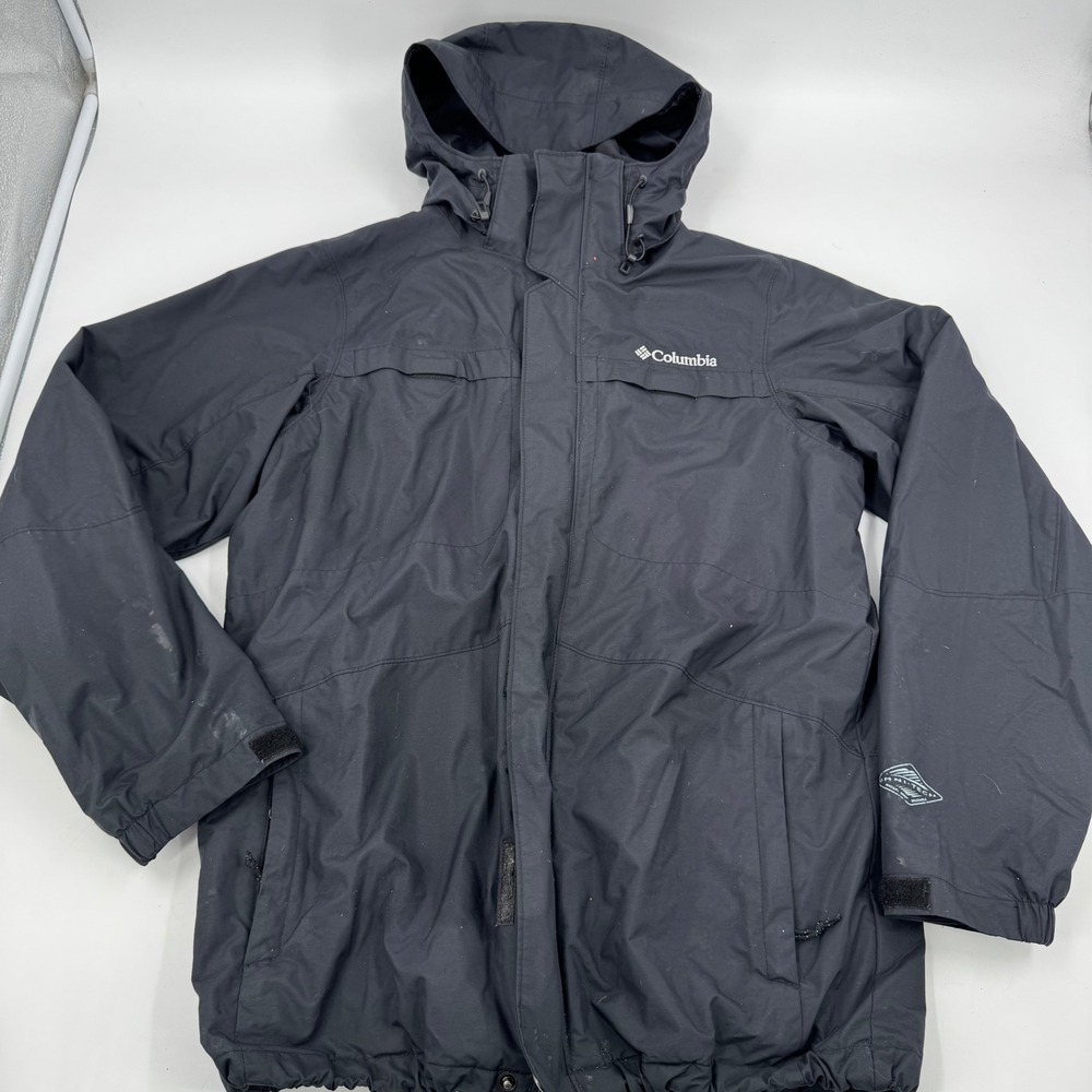 Columbia Interchange Jacket Women's‎ Small Black Hooded Rain Coat 3 in 1 Fleese
